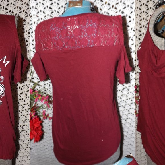 FREEZE Maroon Top Open Shoulder - Picture 2 of 5